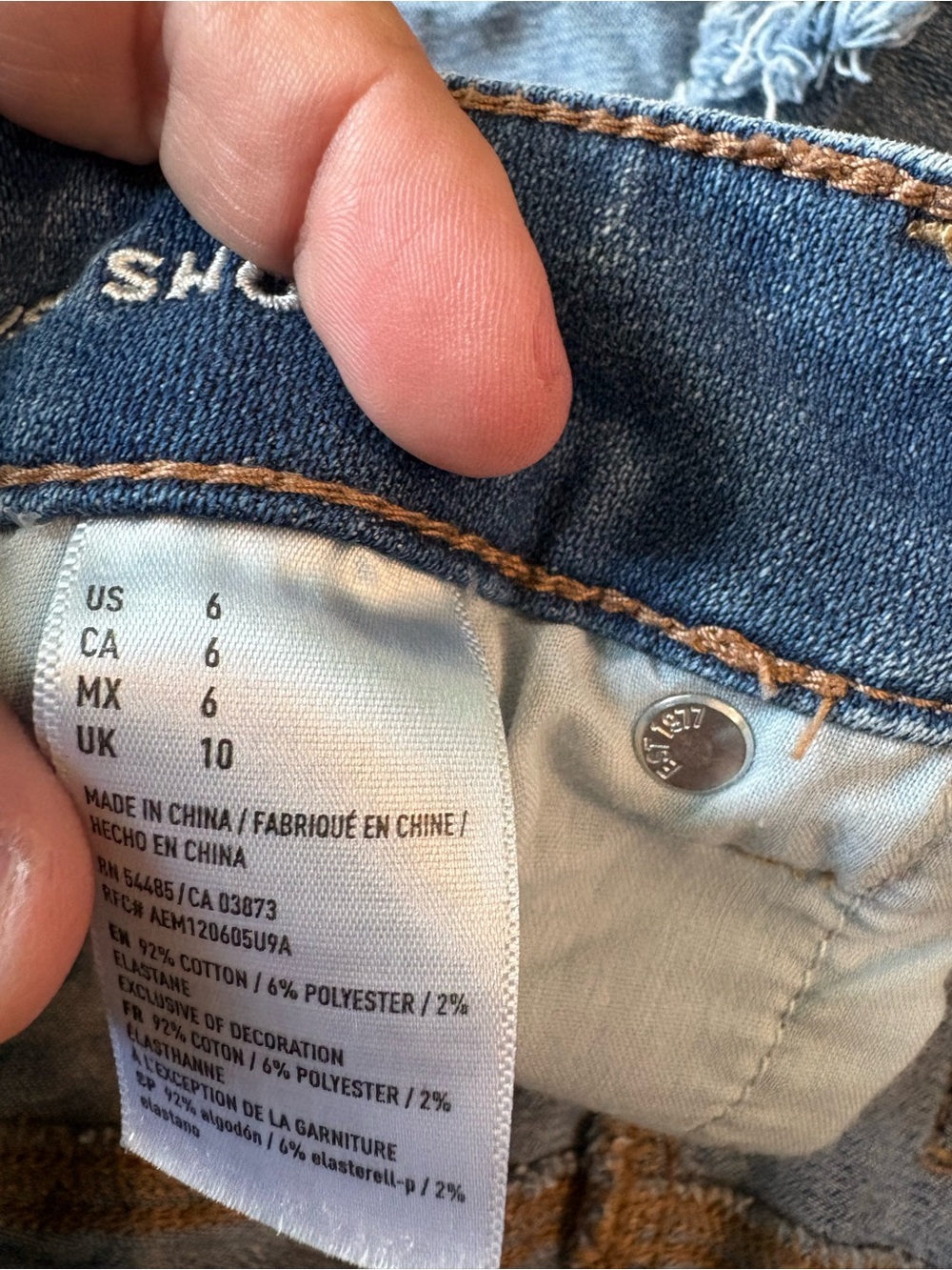 American Eagle Outfitters Blue Distressed Denim Jean Shorts with Zipper Details - Picture 3 of 6
